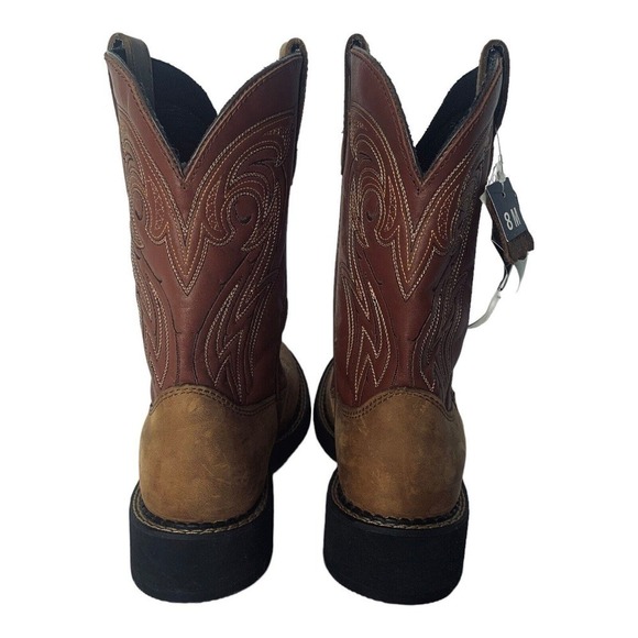 SANTA FE Leather Western Cowboy Boots Mens Size 8M Brown NWT $199 - Picture 2 of 10